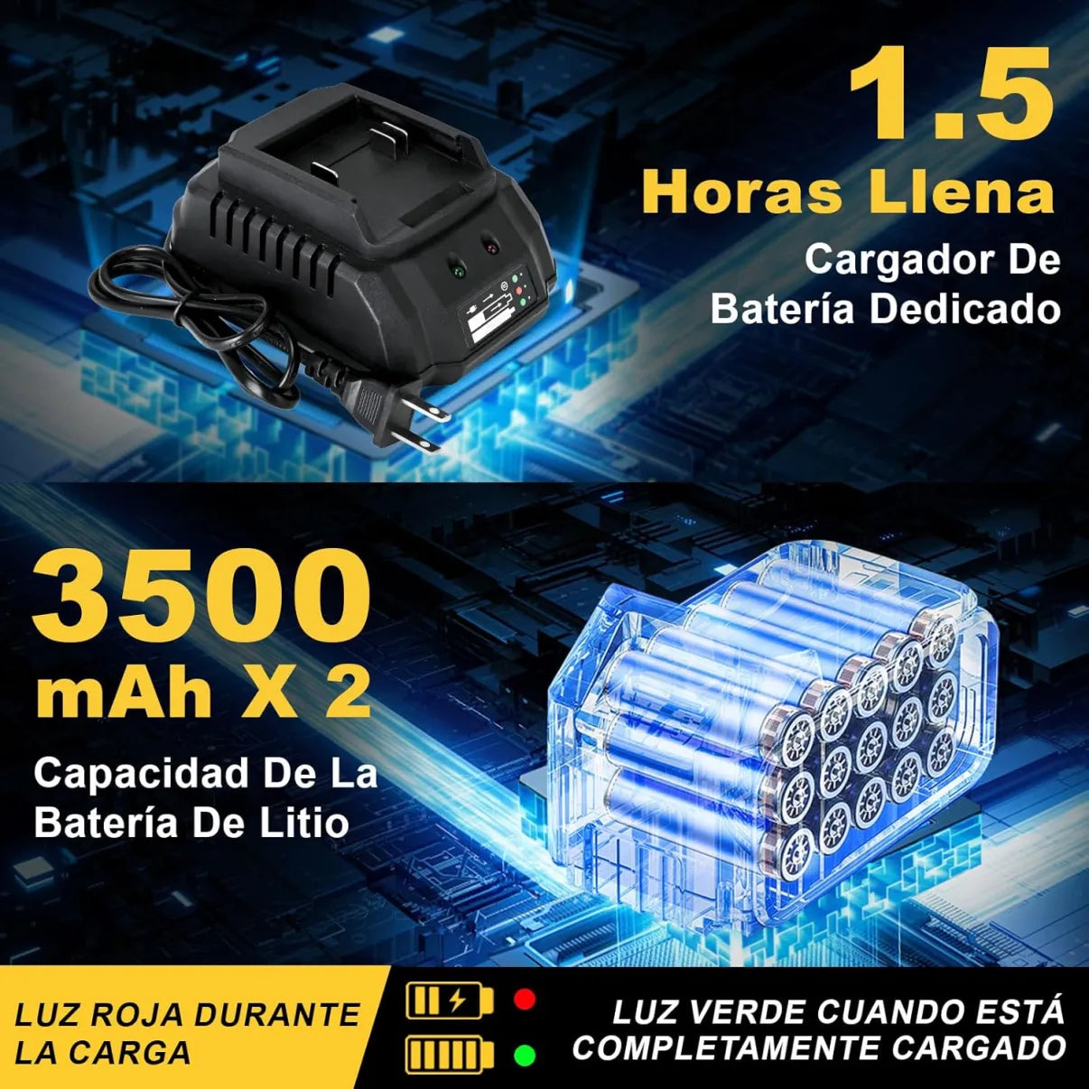 Kayoosi Taladro Electrico Inalámbrico y Juego de Llave de Impacto, con 2 Baterías Recargables de Iones de Litio y Cargador, con 33 Accesorios, Incluidas Tomas de Corriente, con Kit de Montaje.