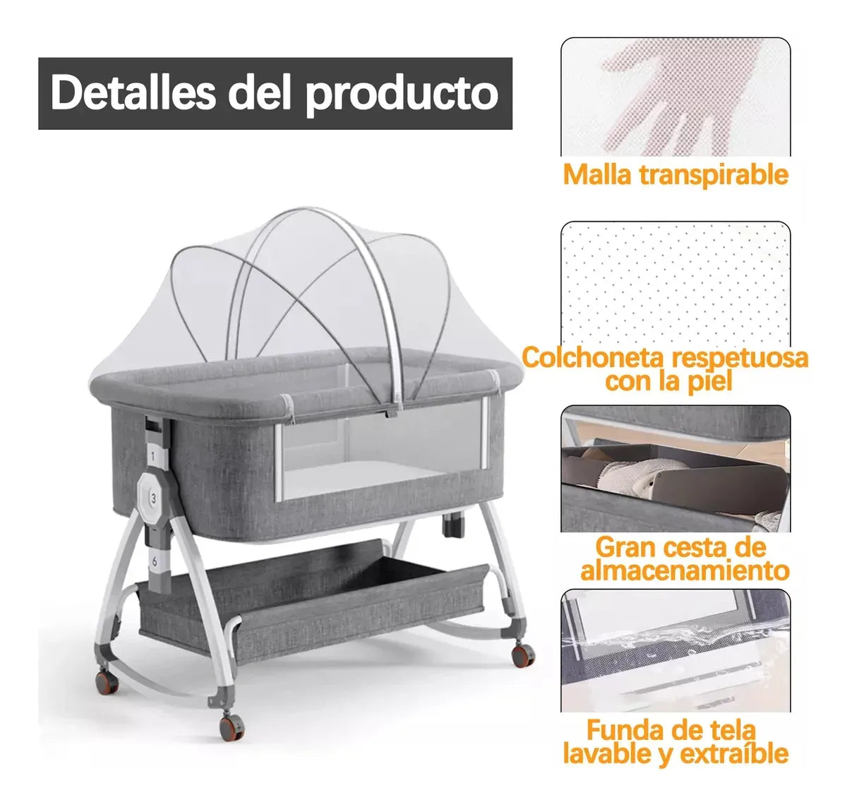 Cuna Plegable Ptaviv Con Mosquitero Y Colchón
