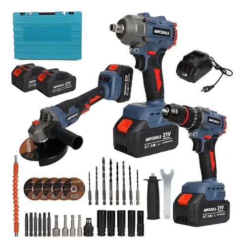 Taladros Inalambrico,esmeril Angular Y Llave Electrica 3pzs